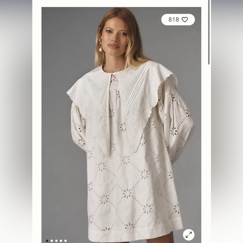 Damson Madder white Candice collared mini dress NWT